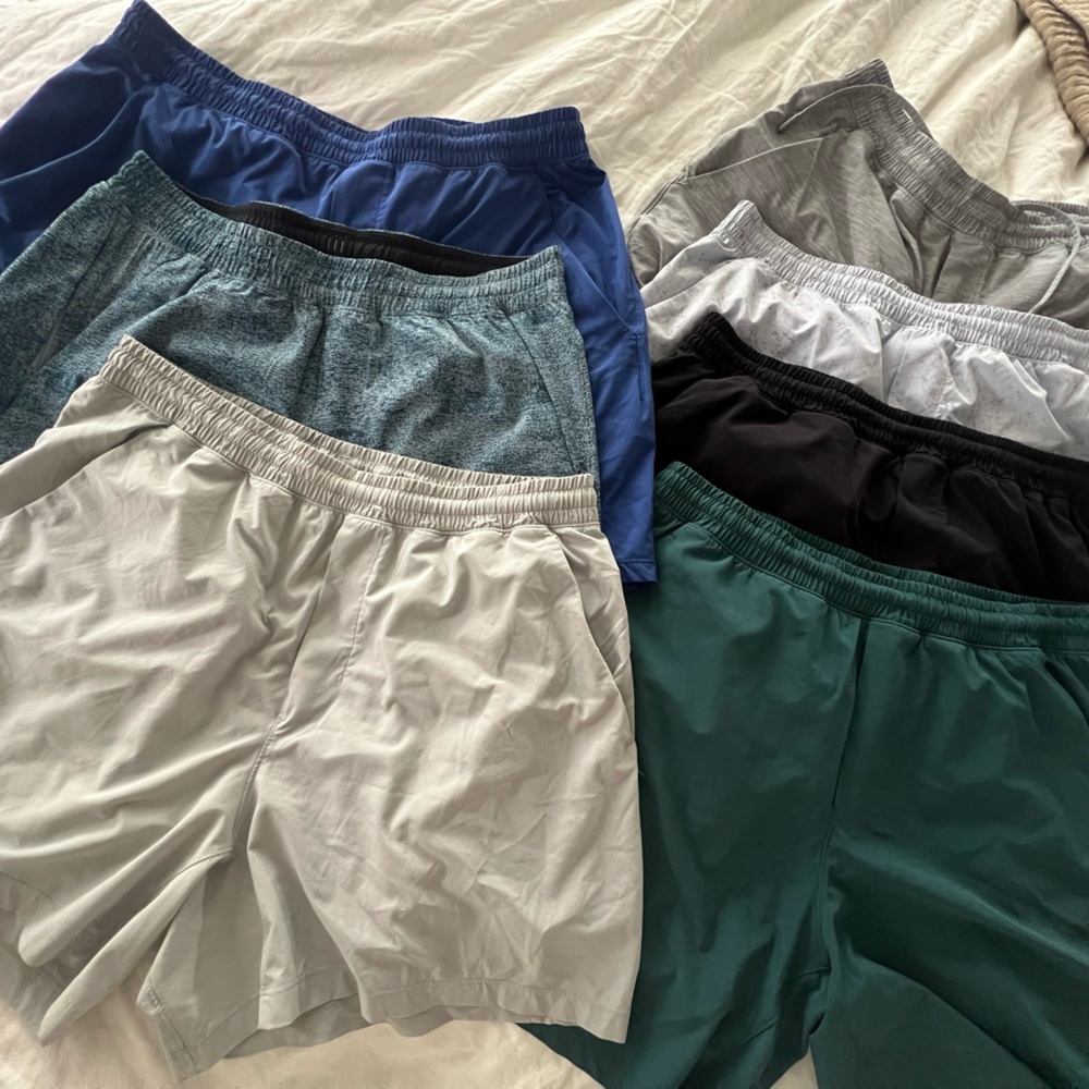 7 pairs Lululemon liner less shorts LIKE NEW 7” Pace Breakers